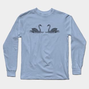 Swans in Love - beautiful bird design - detailed outlines Long Sleeve T-Shirt